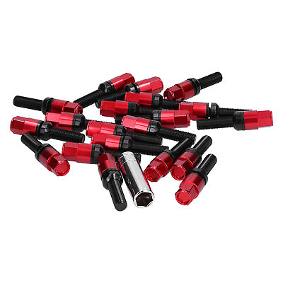 #ad Red 20pcs Steel Extended Lug Bolts M12x1.25 28mm Thread With Sleeve For Car $79.80