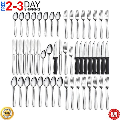#ad 48 Pcs Silverware Set for 8 Stainless Steel Flatware Cutlery Utensil Kitchen New $27.99