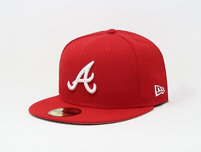 #ad New Era 59Fifty Men#x27;s Cap MLB Basic Atlanta Braves Red Custom Big Size Cap $44.00