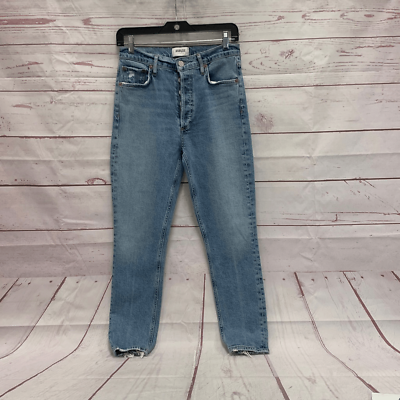 #ad Agolde LA Womens Size 26 Blue Denim Straight Leg Jeans Button Fly Distressed Hem $44.95