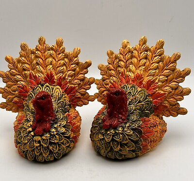 #ad 2 Vintage Thanksgiving Turkeys Very Colorful Each 4 X 4 Inches. Great Condition $23.00