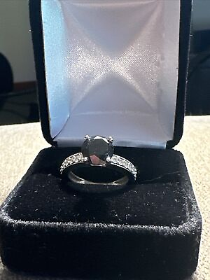 #ad 14k White Gold Engagement Ring with a 2 Carat Black Diamond Center $1399.00