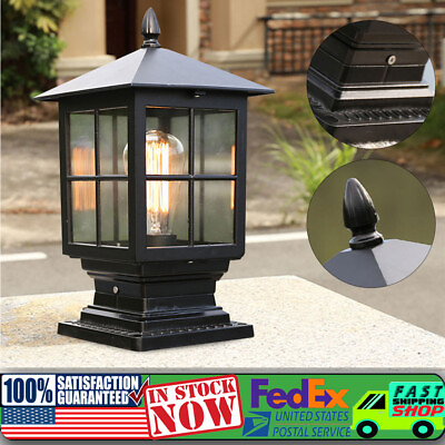#ad Retro Exterior Post Lantern Lamp Yard Driveway Fence Outdoor Gate Pillar Light🔥 $35.00
