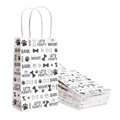 24 Pack Paw Print Gift Bags with Handles For Goodies Party Favors 5.3x3.2x9quot; $16.99