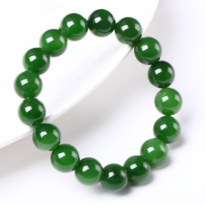 #ad Jade Jasper Bead Bracelet Jewelry Green Gift Beaded Gifts Natural Elastic $1.24