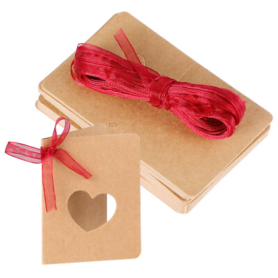 #ad 50 Pcs Hollow Heart Shape Kraft Favor Tags Gift Craft Paper Bride Wedding Card $9.99