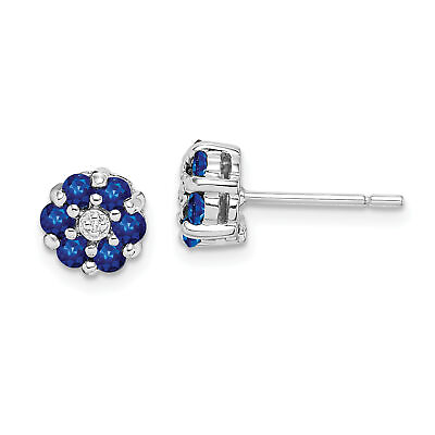 #ad Silver Rhodium Sapphire amp; Diamond Post Earrings QDX317 $81.32