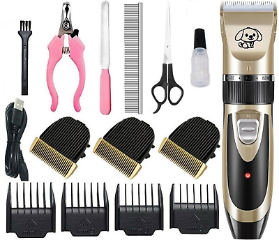 #ad Dog Cat Pet Grooming Kit Rechargeable Cordless Electric Hair Clipper Trimmer Set $28.99