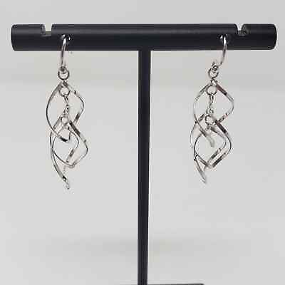 #ad Sterling Silver Swirl Spiral Dangle Drop Hook Earrings 925 RH Signed Jewelry $19.99