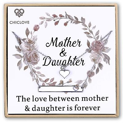 #ad CHICLOVE Mother Daughter Jewelry Sets for Two Cutout Heart Necklaces 2 Ster... $53.99