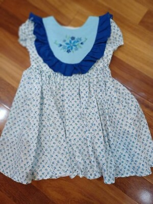 #ad Girls blue floral dress girls blue spring clothes girls embroidered outfit $27.74