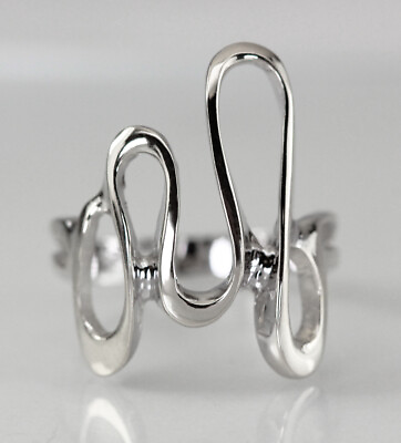 #ad 14K White Gold Wavy Swirl Freeform Ladies Ring Solid Size 6 $598.00