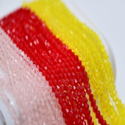 #ad 10 strand 3mm 4mm Crystal clear Bicone glass Beads Jewelry Making DIY $9.89