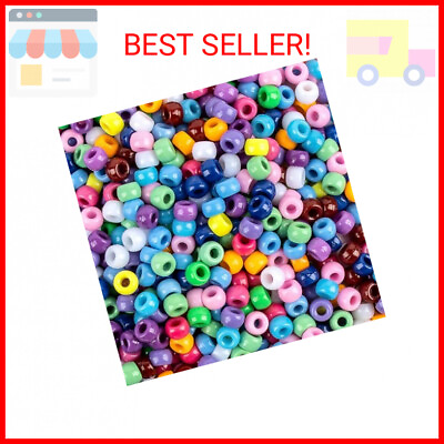 #ad 1000 Pcs Pony Beads Bulk Plastic Bracelet Beads Sukh 6x9mm Pony Beads for Bra $8.93