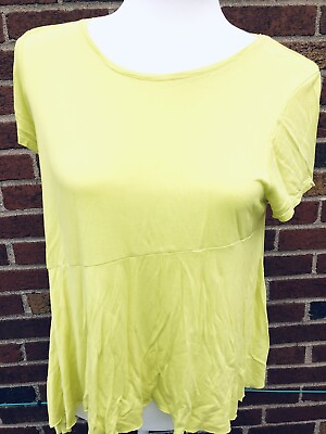 #ad Zara Women Shirt T shirt Asymmetric Yellow Stretch Tee Size Small $12.00