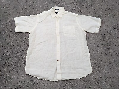 #ad Daniel Cremieux Button Up Shirt Men#x27;s Extra Large 100% Linen Beige Tropical $22.77