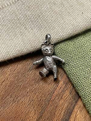 #ad Teddy Bear Christening Gift Charm Pendent Solid 925 Sterling Silver Jewelry GBP 37.00