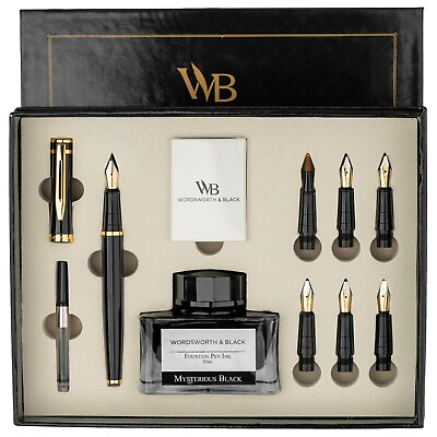 #ad #ad Calligraphy Pen Gift Set Ink Bottle 6 Inks Converter 6 Nibs Black Gold $44.90