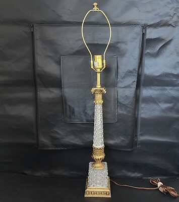 #ad Vintage Mid Century Hollywood Regency Style Crystal Brass Neoclassical Lamp 25quot;H $80.00