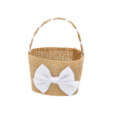 #ad 4pcs Storage Basket Rose Petal Holder Burlap Wedding Basket Bridesmaid Baskets $11.78