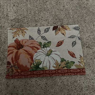 #ad THANKSGIVING PLACEPATS Set Of 6 Leaves And Pumpkins 12” X 18” New $29.50