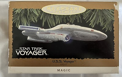 #ad Star Trek USS Voyager Hallmark Keepsake Christmas Ornament Magic Light 1996 $20.00
