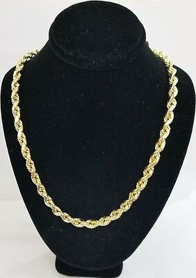 #ad #ad 10k REAL Gold Rope Chain 6mm 20quot;Yellow gold Necklace Men women diamond cut 10kt $620.00
