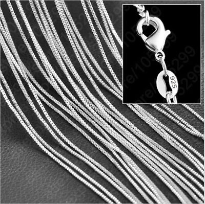 #ad 5pcs 1mm 925 Silver Plated Box Chain Necklaces 16quot; 24quot; Wholesale Necklace Chains $4.69