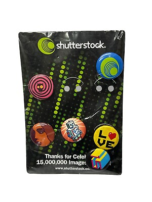 #ad Shutterstock Button Pin Pinback badge advertising promo Lot of 6 Celebrating $19.00