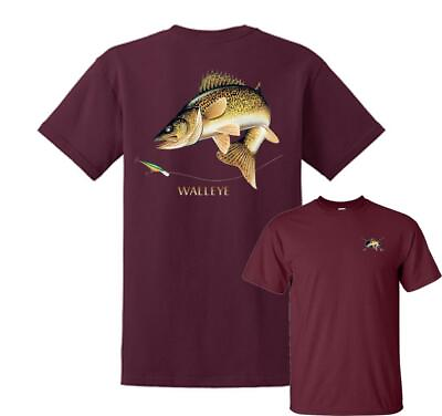#ad Walleye Fishing T Shirt Walleye Fish Chasing Lure Tee $22.31
