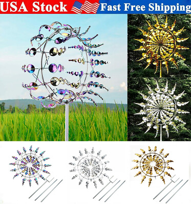 Magical 3D Wind Powered Kinetic Windmill Metal Sculpture Spinner Garden Unique $18.50