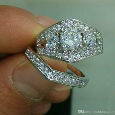 #ad 3.25Ct VVS1 D Round CZ Diamond Engagement Wedding Ring 14k White Gold Finish $205.52