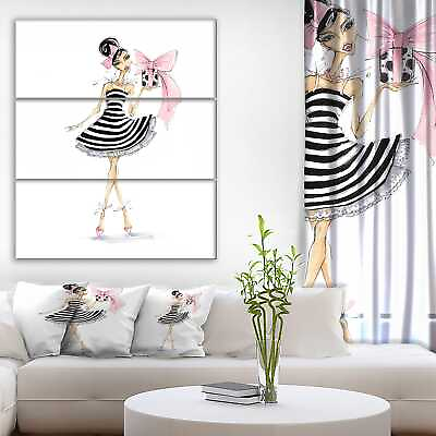 #ad Designart quot;Girl Holding a Giftquot; Glamour Print on Wrapped White 28 in. wide x 36 $97.49