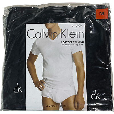 Calvin Klein Men#x27;s 3 PACK Cotton Stretch V Neck Short Sleeve T Shirt White Black $33.00