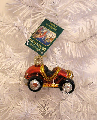 #ad 2004 LITTLE RACE CAR OLD WORLD CHRISTMAS BLOWN GLASS ORNAMENT NEW W TAG $15.99