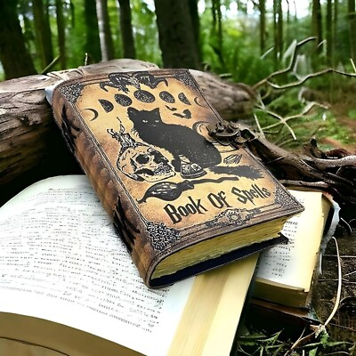 #ad celtic cat book of spells handmade leather journal gifts 10x7 inch $36.29