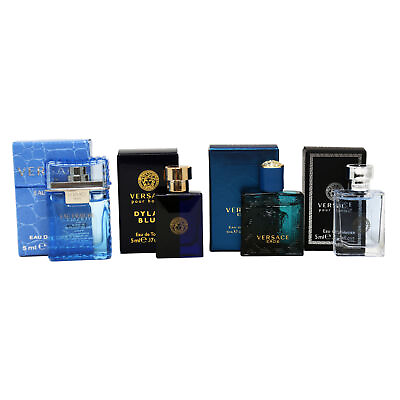 Versace 4pc Miniature Gift Set for Men Eau Fraiche Dylan Blue Eros Pour Homme $39.99