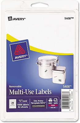 #ad AVERY Removable Print for Printers 0.75 Inches Round Pack of 1008 5408 $13.99