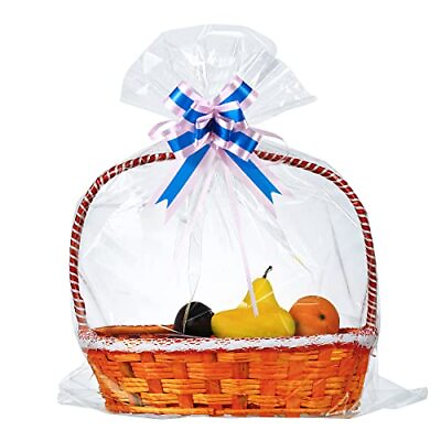#ad 50 Packs Large Cellophane Bags 24quot; x 30quot; Clear Cellophane Gift Basket Wraps E... $25.09