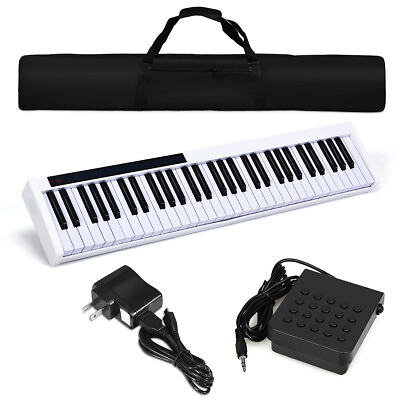 Sonart 61 Key Portable Digital Piano MIDI Keyboard w Pedal Gift White $65.00