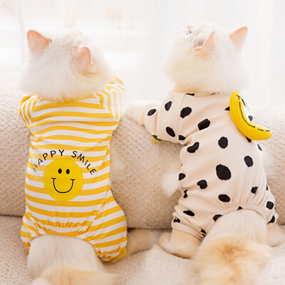 #ad Pet Striped Jumpsuit Spring Autumn Medium Small Dog Clothes Pajamas Puppy Shirt $9.19