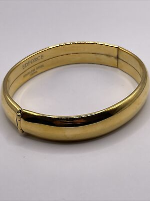 #ad EDFORCE Stainless Steel Gold Tone Womens Classic Hinged Bangle Bracelet AL4.2 $13.99