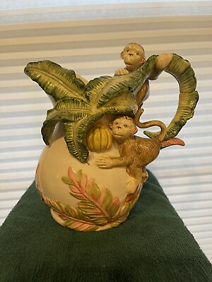 #ad RARE Kaldun amp; Bogle banana leaf pitcher with monkey handle. $79.99