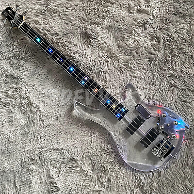 #ad 4String Electric Bass Guitar Arcylic Body Colorful LED Light Maple Neck in Stock $280.00