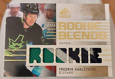 #ad Fredrik Karlstrom 2022 23 SP Game Used Rookie Blends SICK Patch #d 15 15 Stars $27.99
