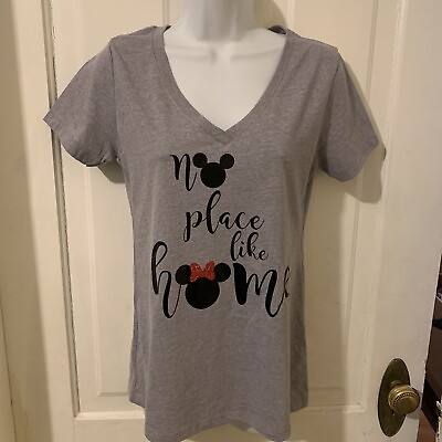 #ad Womens Mickey Disney L large T shirt Tee No Place Like Home $9.99