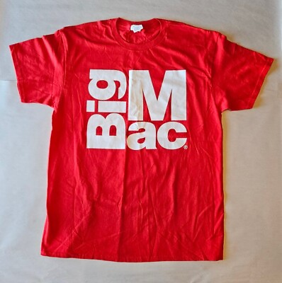 #ad McDonald#x27;s Big Mac Crew T Shirt Red White Spellout Delta Unworn Mens Large $14.99