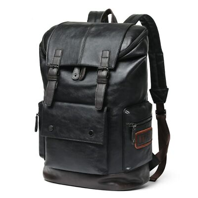 #ad Mens Leather Backpack Travel Laptop Bag School waterproof Business Shoulder Bags $39.99