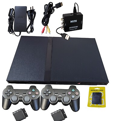 #ad Playstation 2 Slim PS2 Console Black Sony Bundle Accessories Included $199.95