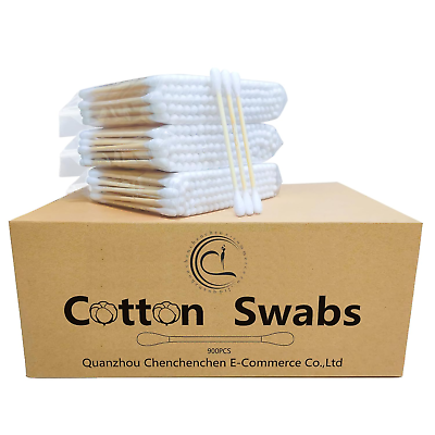 #ad Cotton Swabs with Wooden Sticks Double Tipped Natural Bamboo Cotton Buds 900Pcs $16.22